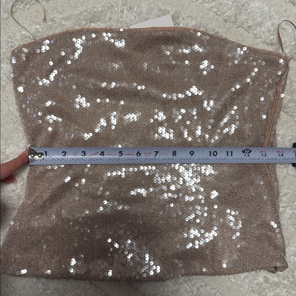 Zara Glittering Beige Sequin Top - Picture 3 of 4